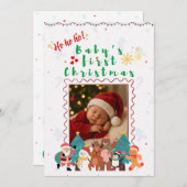 ベビー初めてのクリスマス パーソナライズされた 招待状 (正面/裏面)