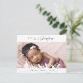 ベビー初めてのクリスマス、写真を使用した告知 ポストカード (スタンド正面)