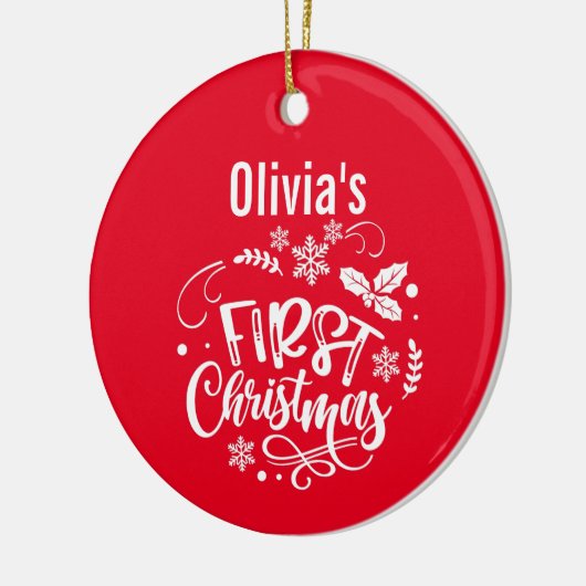 ベビー初めてのクリスマス |写真カスタムと名前 セラミックオーナメント (左)