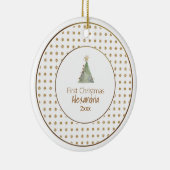 ベビー初めてのクリスマス |水彩ツリー |写真 セラミックオーナメント (右)