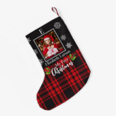 ベビー初カスタムクリスマスモノグラム黒写真 スモールクリスマスストッキング (裏面 (吊り時))