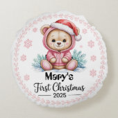 ベビー初クリスマス2025円枕 – パーソナライズされた ラウンドクッション (裏面)