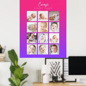 ベビー初年度写真ポスター月刊パープルピンク ポスター (ホームオフィス)