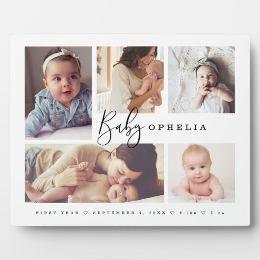 ベビー初年度生まれたばかりの写真コラージュ フォトプラーク (正面)