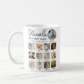 ベビー初年度12ヶ月フォトコラージュモダン コーヒーマグカップ (左)