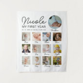 ベビー初年度12ヶ月フォトコラージュモダン タペストリー (正面)
