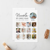 ベビー初年度12ヶ月フォトコラージュモダン ノートカード (正面/裏面インサイチュ)