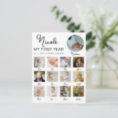 ベビー初年度12ヶ月フォトコラージュモダン ポストカード (スタンド正面)