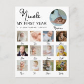 ベビー初年度12ヶ月フォトコラージュモダン ポストカード (正面)