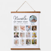 ベビー初年度12ヶ月フォトコラージュモダン 吊り下げ型タペストリー (正面)