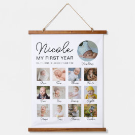 ベビー初年度12ヶ月フォトコラージュモダン 吊り下げ型タペストリー