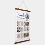 ベビー初年度12ヶ月フォトコラージュモダン 吊り下げ型タペストリー (傾斜あり)