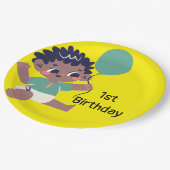 ベビー初誕生日（アフリカ系アメリカ人）食器 ペーパープレート (アングル)