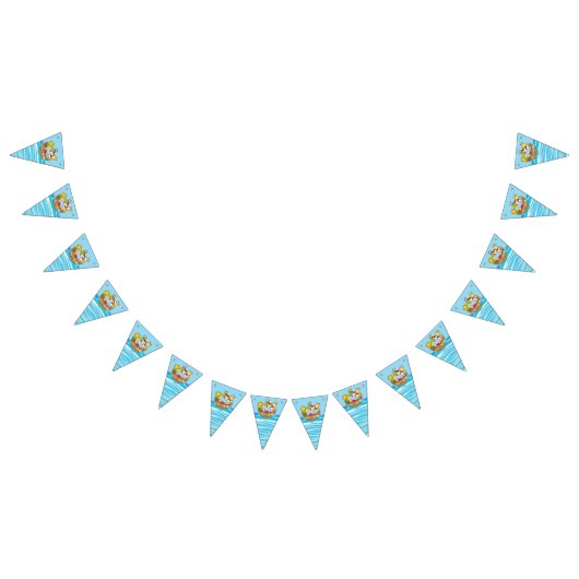 ベビー動物とのノアの箱舟のテーマ バンティングフラッグ (全)