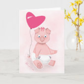 ベビー動物の挨拶状 カード (黄色い花)