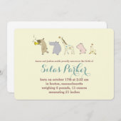 ベビー動物パレードの誕生の発表/招待状 招待状 (正面/裏面)