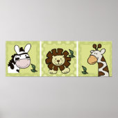 ベビー動物動物園キリン・ゼブラライオンのセット3 ポスター (正面)