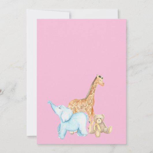 ベビー動物園の動物の赤ちゃんシャワーの招待状 招待状 (裏面)