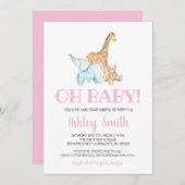 ベビー動物園の動物の赤ちゃんシャワーの招待状 招待状 (正面/裏面)