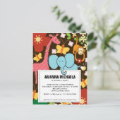 ベビー動物園の動物ベビースシャワー招待状 インビテーションポストカード (スタンド正面)