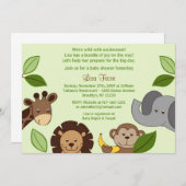 ベビー動物園ジャングル動物ベビーシャワー招待状 招待状 (正面/裏面)