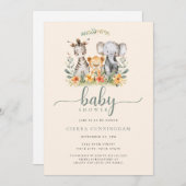 ベビー動物赤ちゃんシャワー招待状 招待状 (正面/裏面)