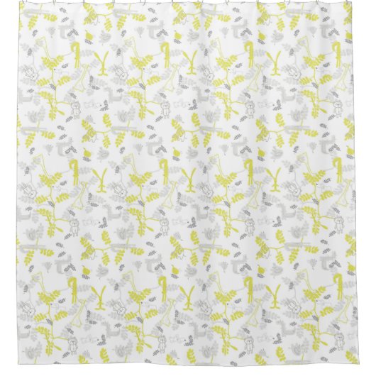 ベビー動物2を表示するパターン シャワーカーテン (正面)