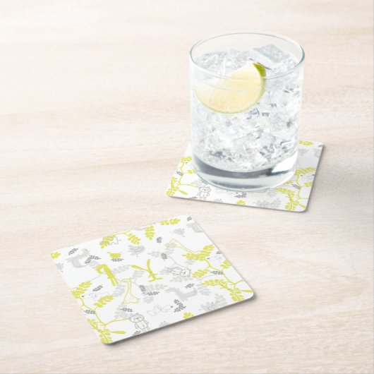 ベビー動物2を表示するパターン スクエアペーパーコースター (インサイチュ)