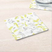 ベビー動物2を表示するパターン スクエアペーパーコースター (アングル)