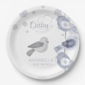 ベビー北欧の冬のベビーシャワー外は寒い ペーパープレート (正面)