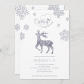 ベビー北欧トナカイの赤ちゃんシャワー外は寒い 招待状 (正面/裏面)
