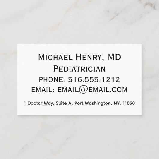 ベビー医師小児科医MD聴診器 名刺 (裏面)