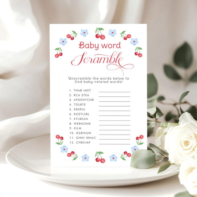 ベビー単語スクランブルさくらんぼ上のトップ赤ちゃんシャワーゲーム (クリエイターアップロード済み)