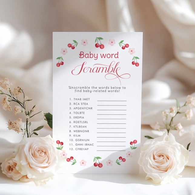 ベビー単語スクランブルさくらんぼ上のトップ赤ちゃんシャワーゲーム (クリエイターアップロード済み)