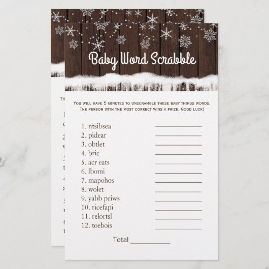 ベビー単語スクランブル子供部屋韻ベビーシャワーゲーム (正面/裏面)