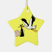 ベビー及びこうのとり-喜びの束 セラミックオーナメント (右)