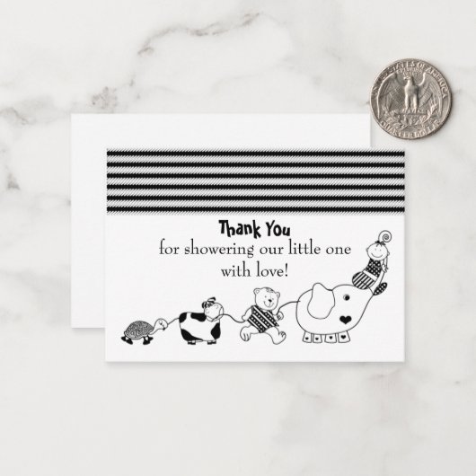 ベビー及び動物用サファリサンキューカード ノートカード (正面/裏面インサイチュ)