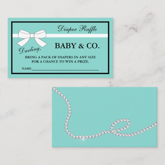 ベビー及びCOのシャワーのティアラのパーティーのおむつのラッフルカード 紹介カード (正面/裏面)