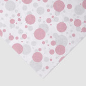 ベビー及びCOのピンクおよび銀製の水玉模様のティッシュペーパー 薄葉紙 (詳細)