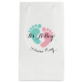ベビー及びCOの小さい足跡のベビーはパーティの記念品を明らかにします スモールペーパーバッグ (正面)