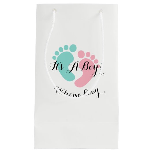 ベビー及びCOの小さい足跡のベビーはパーティの記念品を明らかにします スモールペーパーバッグ (正面)