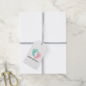 ベビー及びCOの小さい足跡のベビーはブライダル・シャワーを明らかにします ギフトタグ (より糸付き)