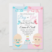 ベビー可愛いピンクブルージェンダーリビールパーティー 招待状 (正面)