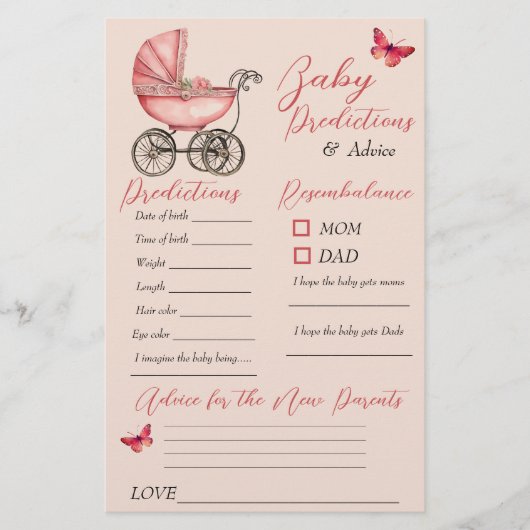 ベビー台車赤ちゃんシャワー予測アドバイスカード (正面)