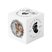 ベビー名および誕生統計のフットプリントおよび写真リース フォトキューブ (正面アングル)