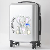 ベビー名かわいい可愛い羽ラベンダーゾウ シール (スーツケース)