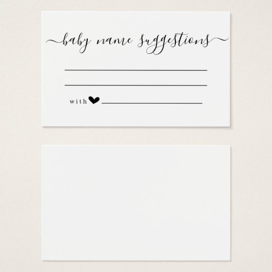 ベビー名の候補カード（赤ちゃんシャワー用） (正面&裏面)