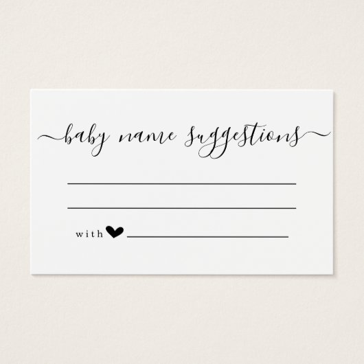 ベビー名の候補カード（赤ちゃんシャワー用） (正面)