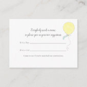 ベビー名の候補ベビーふりかけ黄色のバルーン エンクロージャーカード (正面)