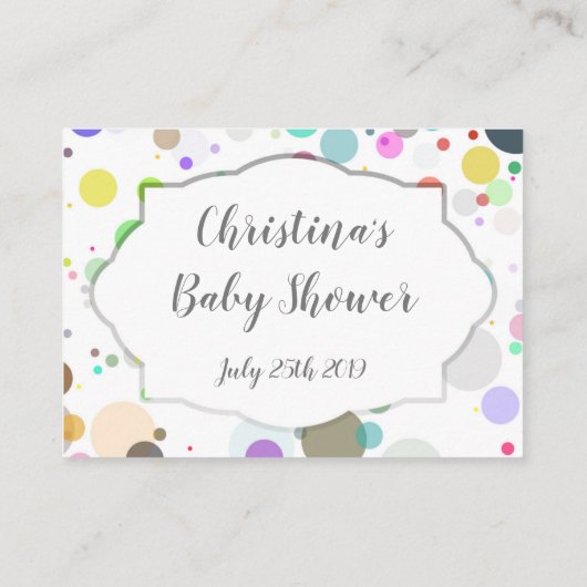 ベビー名の候補水玉模様ベビーシャワー エンクロージャーカード (裏面)